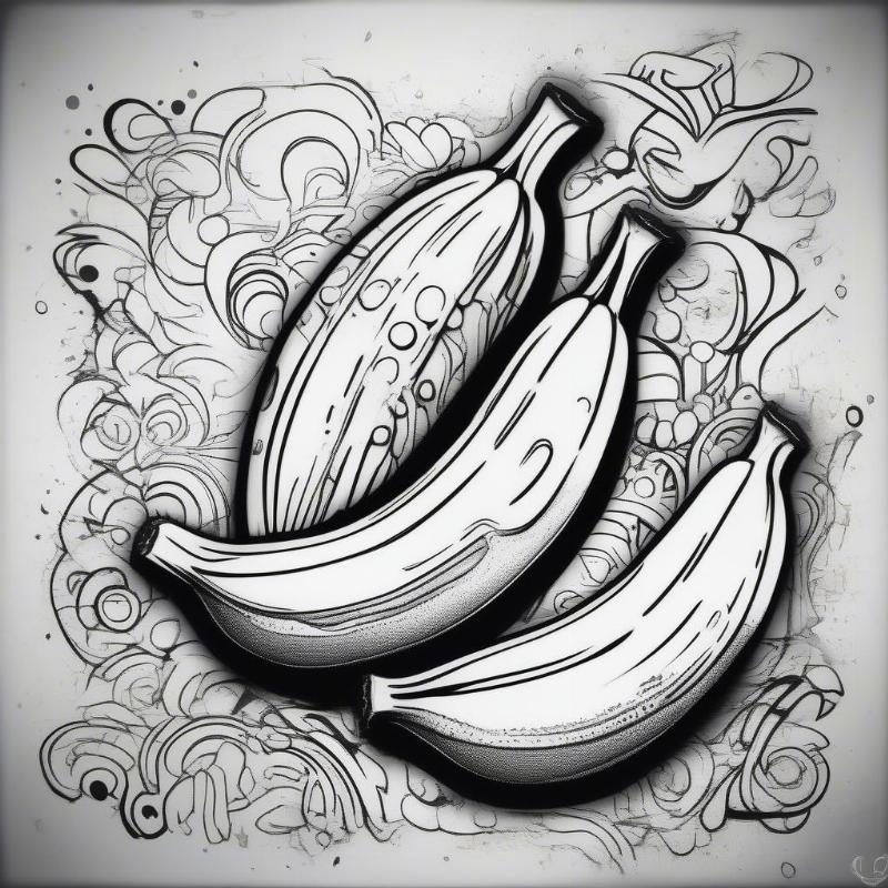 Graffiti Art Banana Coloring Sheet for Creative Projects