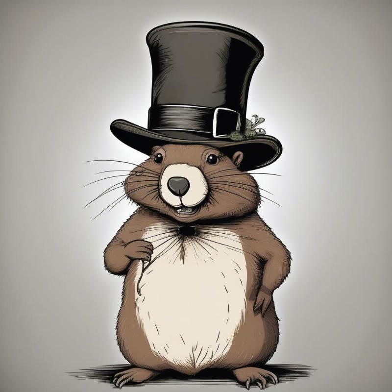 Groundhog Wearing Top Hat Coloring Page