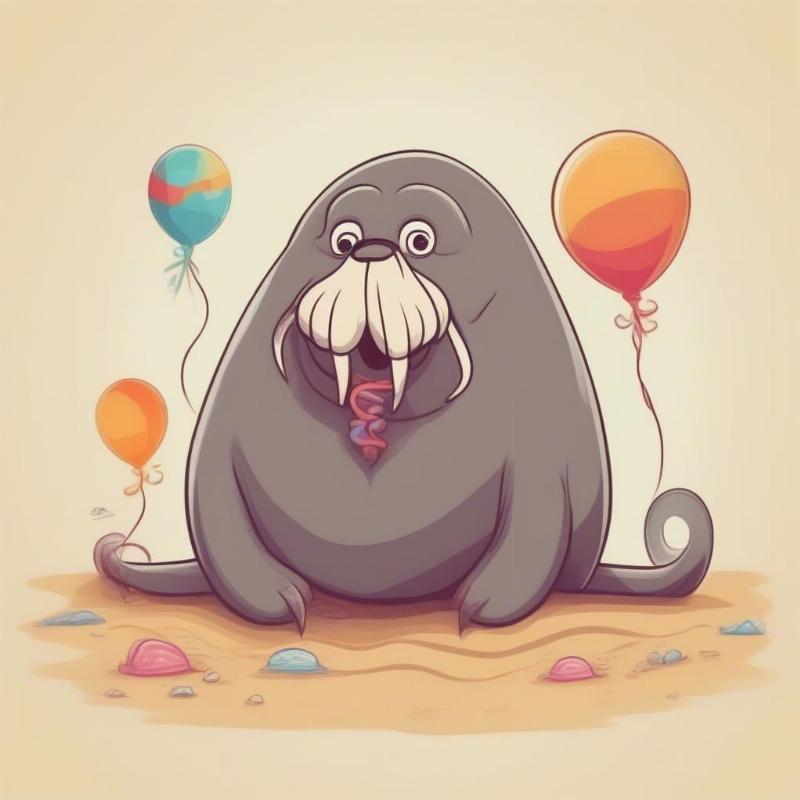 Walrus cartoon character giving a wink