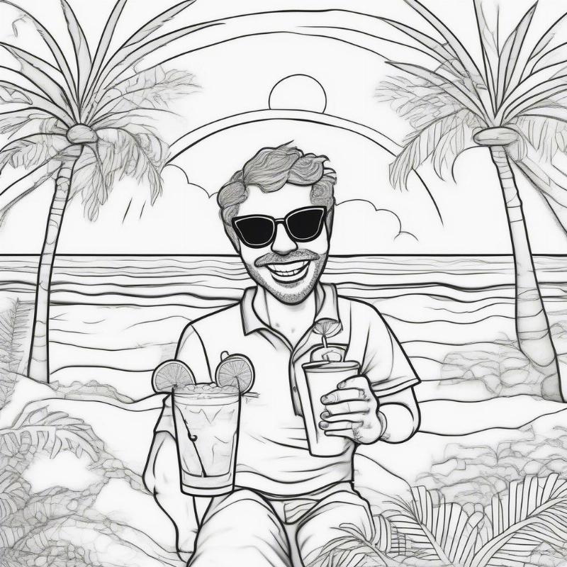 Happy Fig Face at the Beach Coloring Page