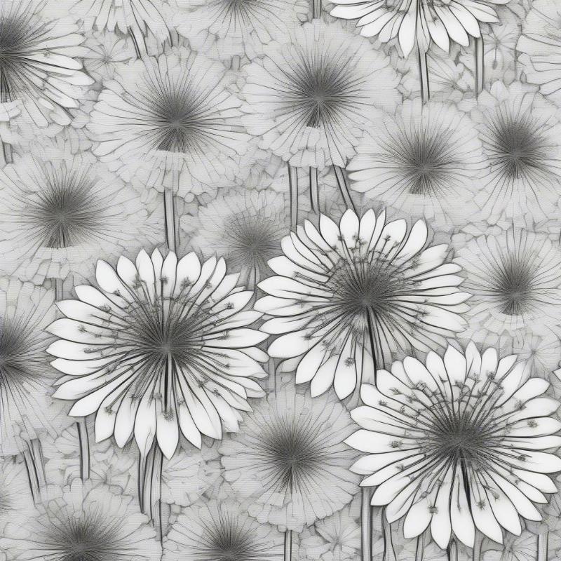 Intricate Dandelion Pattern Coloring Design