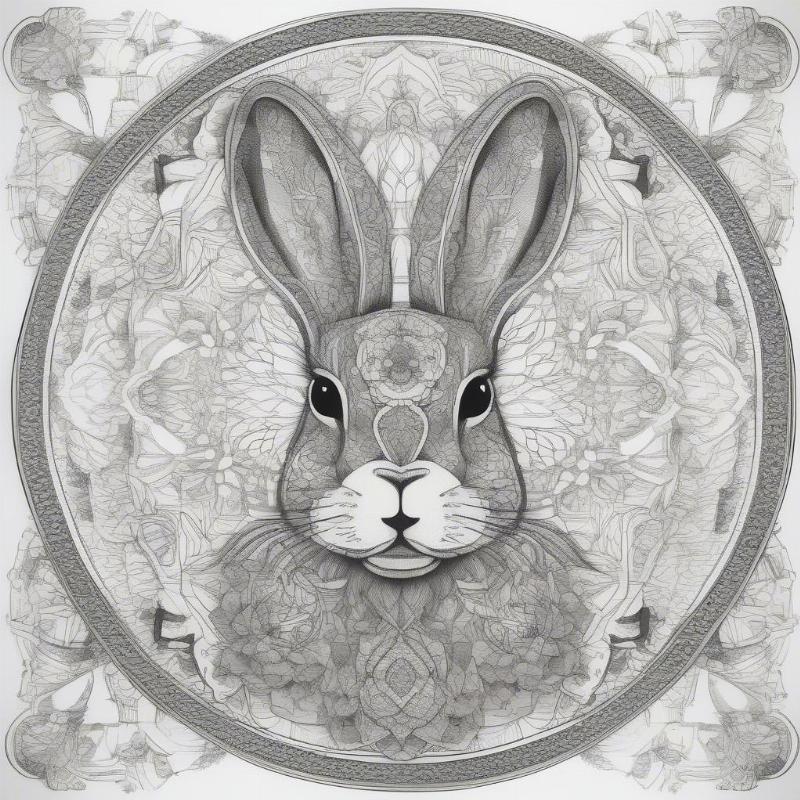 A detailed mandala-style rabbit design with floral and geometric motifs.