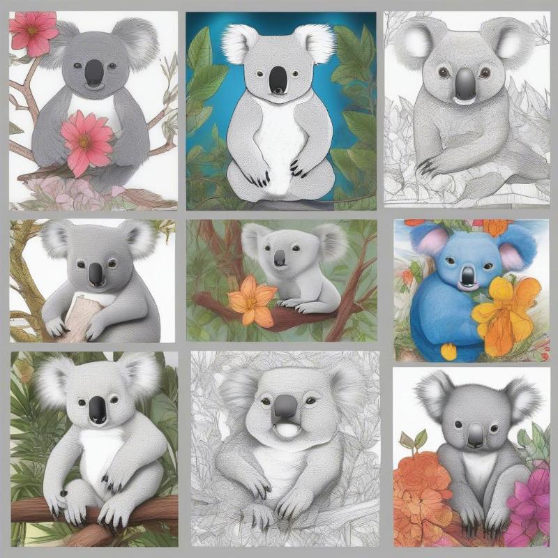 Examples of beautifully colored koala coloring pages from our users