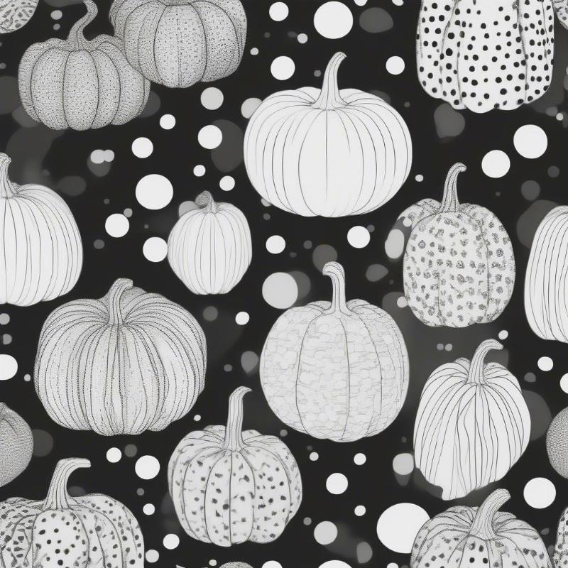 Kusama Inspired Coloring Page Featuring Pumpkins with Polka Dots