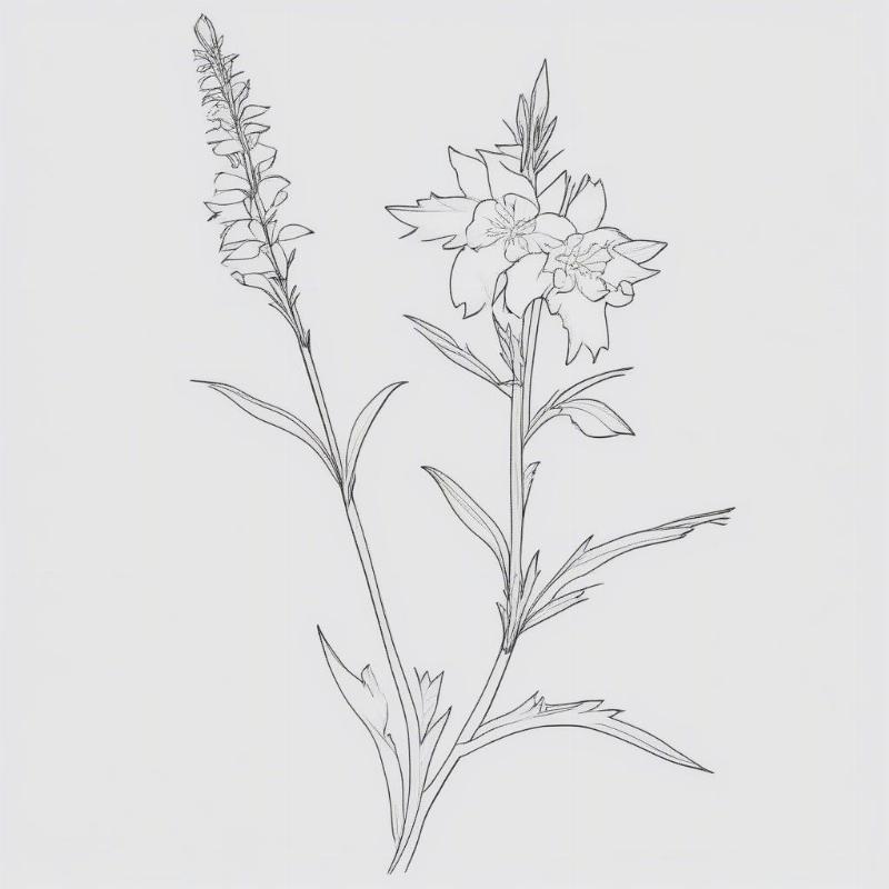 Simple Larkspur Coloring Page for Beginners