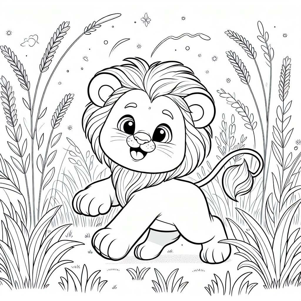 Adorable-Lion-Cub-Playing-in-the-Grass