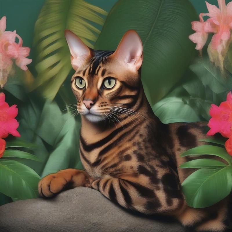 Illustration of majestic Bengal cat coloring page