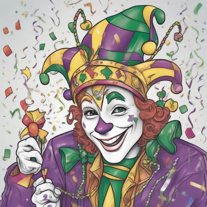 Mardi Gras Jester Coloring Picture