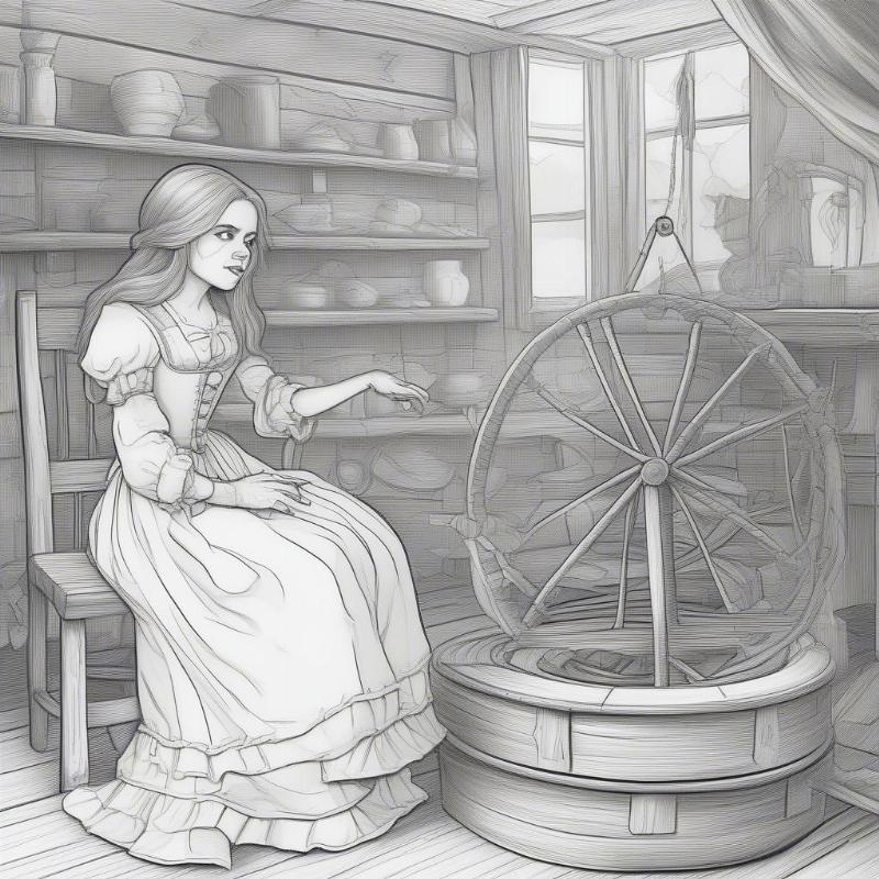 The Miller's Daughter and Rumpelstiltskin Coloring Sheet