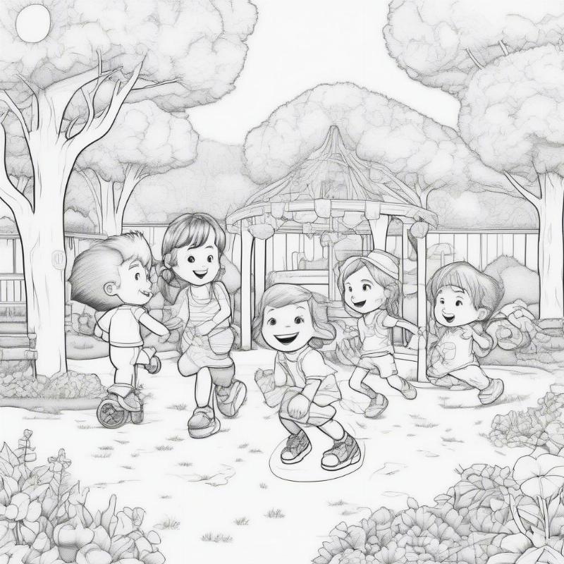 Ni Hao Kai Lan Coloring Page Group Scene