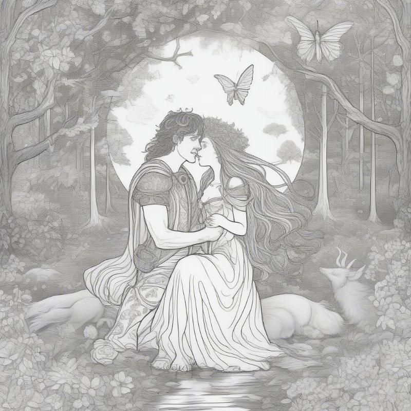 Oberon and Titania Coloring Page