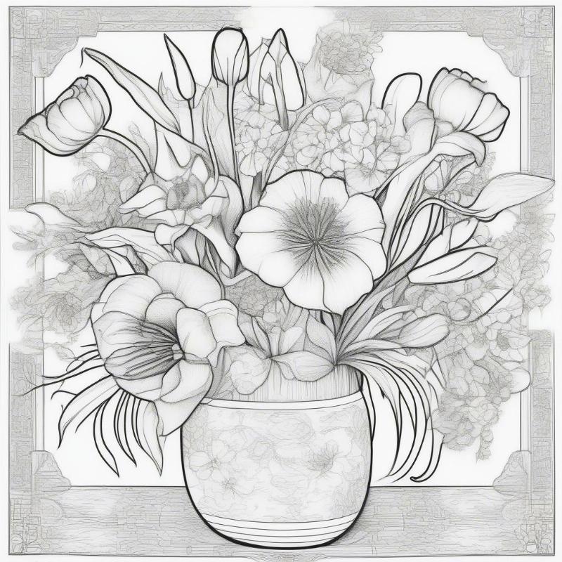 Orange Flowers Coloring Page