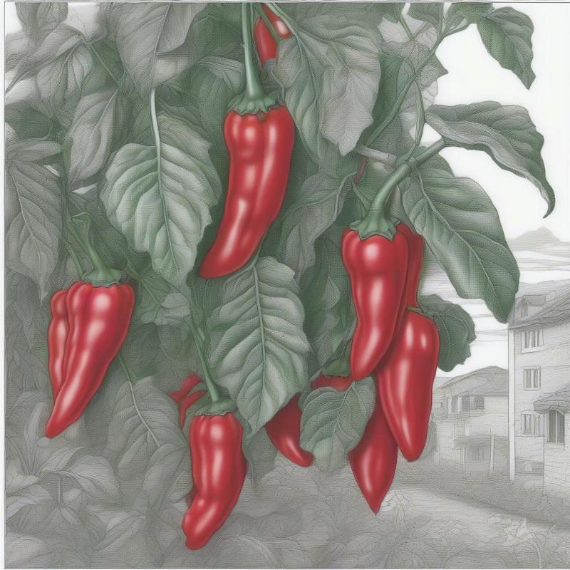 Paprika Pepper Plant Coloring Page