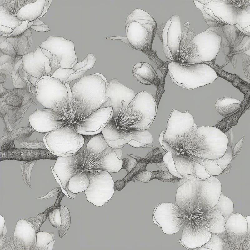 Peach Blossom Branch Coloring Page