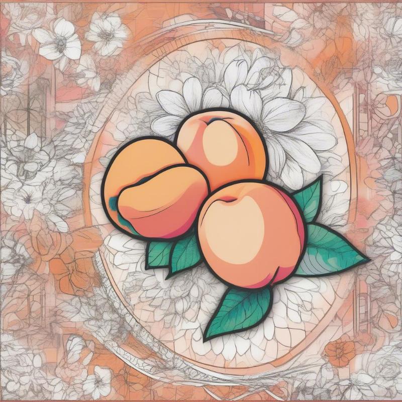 Peach Face Coloring Page with Creative Background