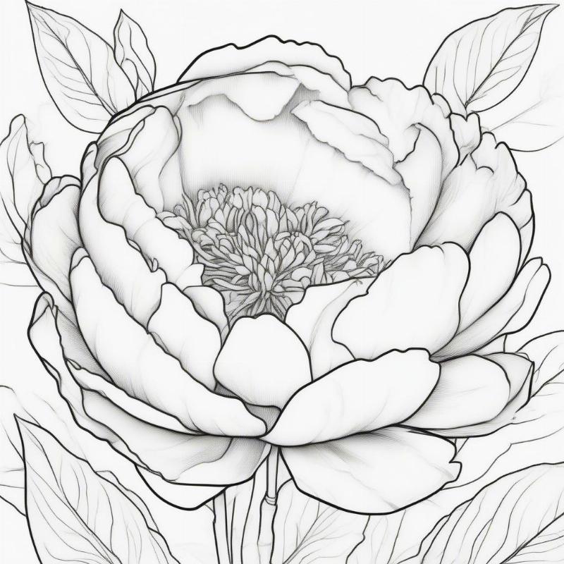 Peony Bud Coloring Image 