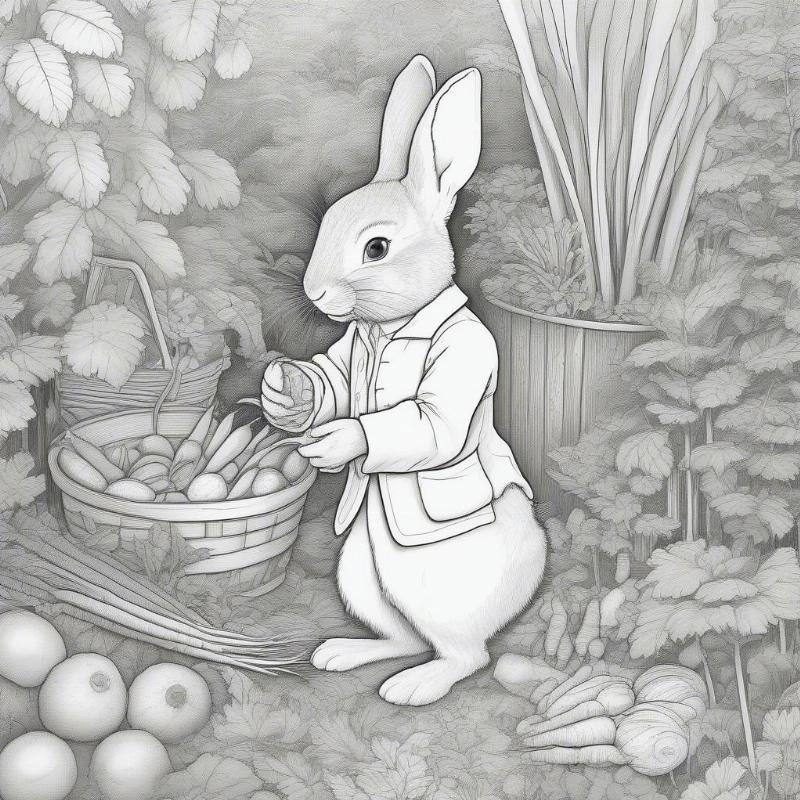 Peter Rabbit and Friends Coloring Page