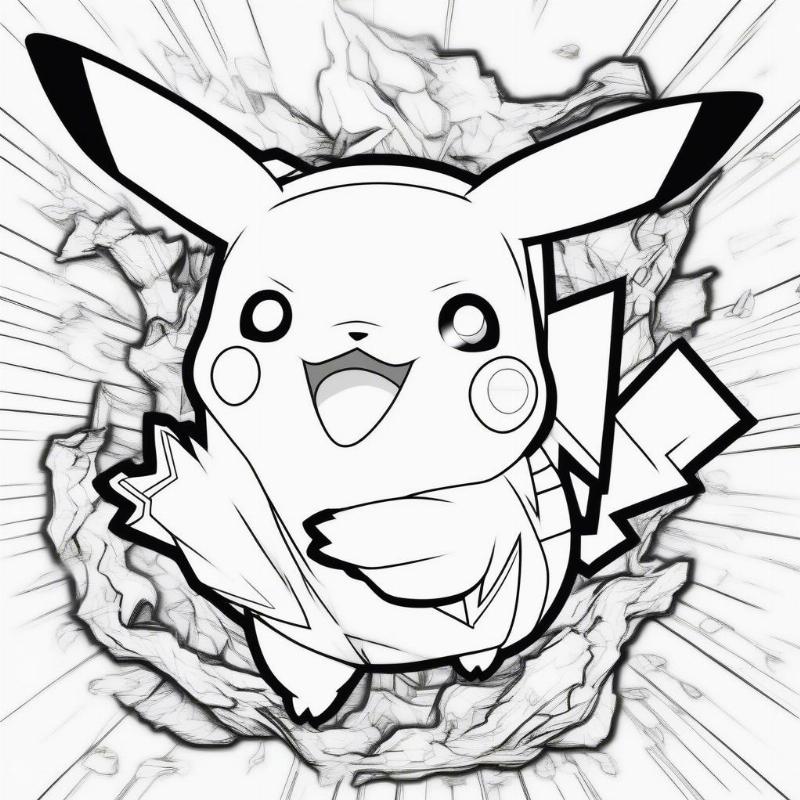 Pikachu Pokemon Coloring Page for Kids and Adults