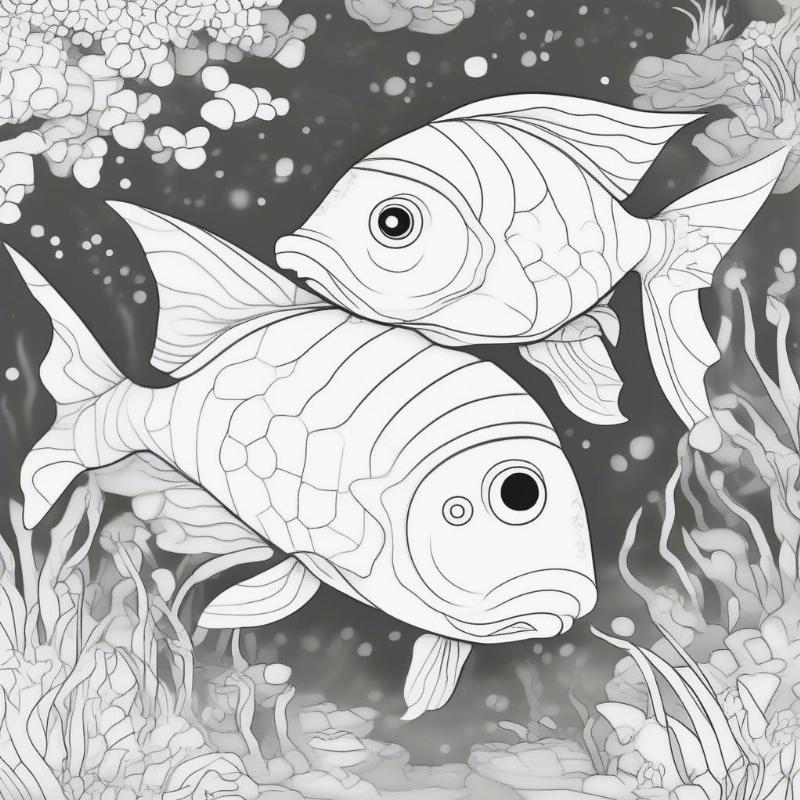 Simple Pisces Coloring Page for Kids