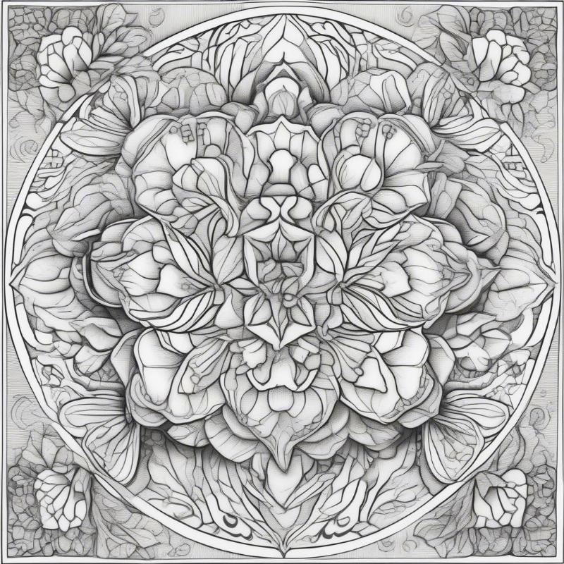 Intricate Pomegranate Flower Mandala Coloring Page