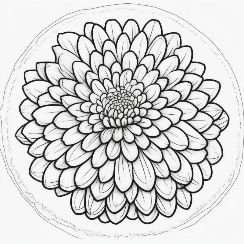 Pompom Chrysanthemum Coloring Sheet