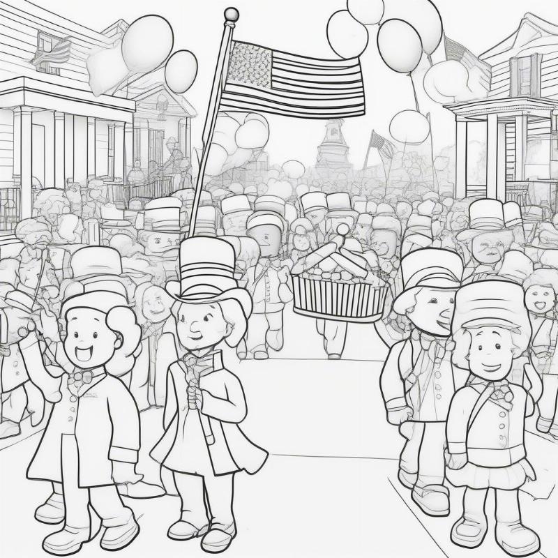 Presidents Day Coloring Page Interactive Scene