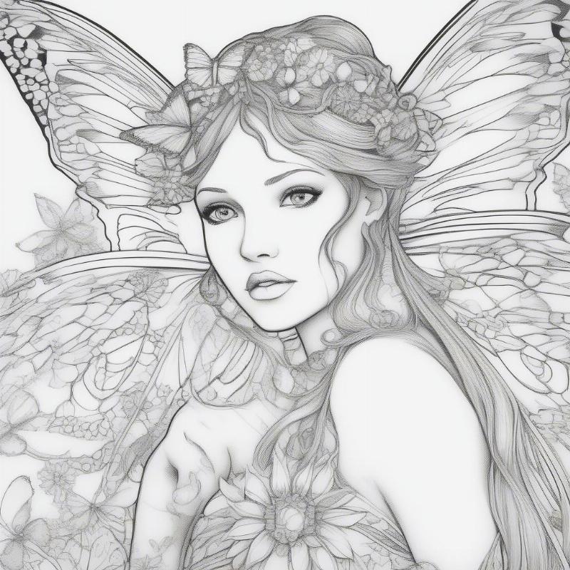 Printable Butterfly Fairy Coloring Sheet