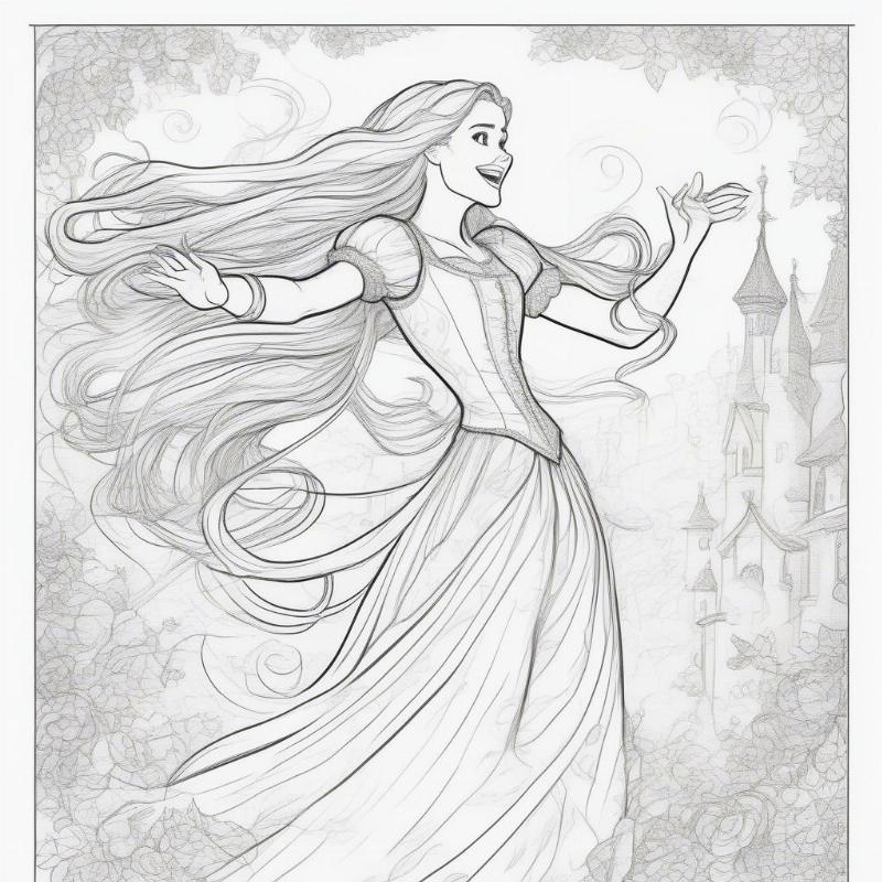 Rapunzel Singing Coloring Page