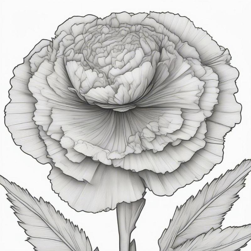 Realistic Carnation Coloring Page