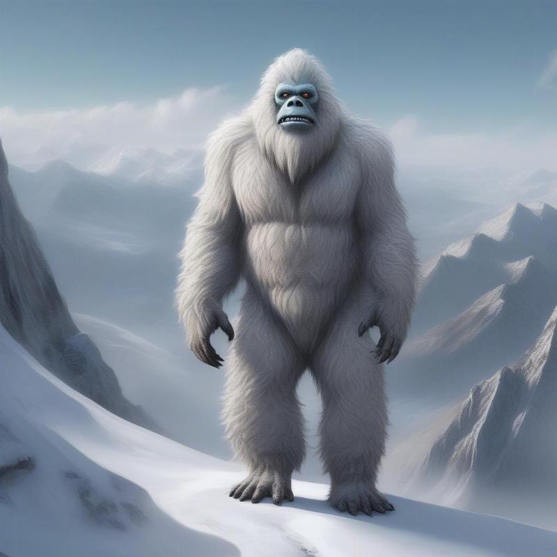 Realistic Yeti in a Mountain Landscape