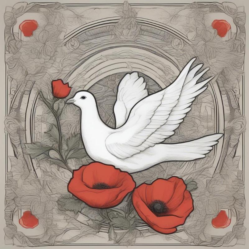 Remembrance Day Dove and Poppy Coloring Picture