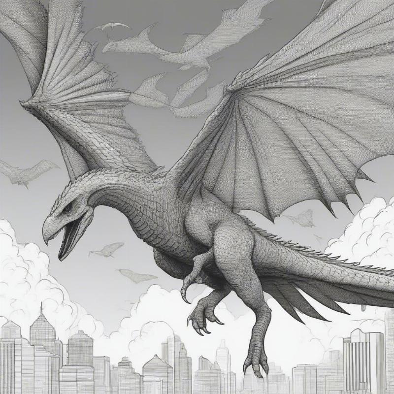 Rodan in Flight Coloring Page