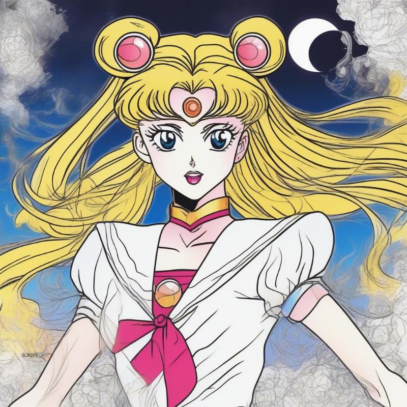 Sailor Moon Transformation Coloring Page: Capture the magic of Sailor Moon's transformation sequence.