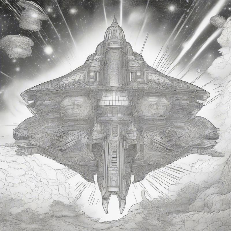 Sci-Fi Spaceship Coloring Page