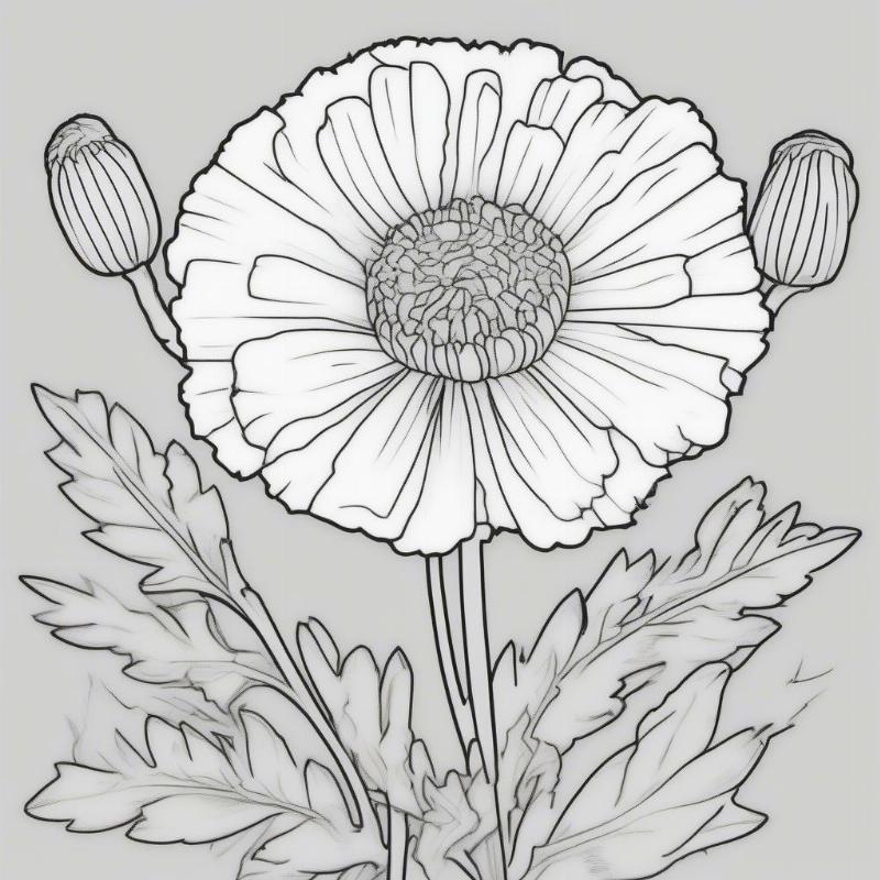 Simple Marigold Coloring Sheet for Kids