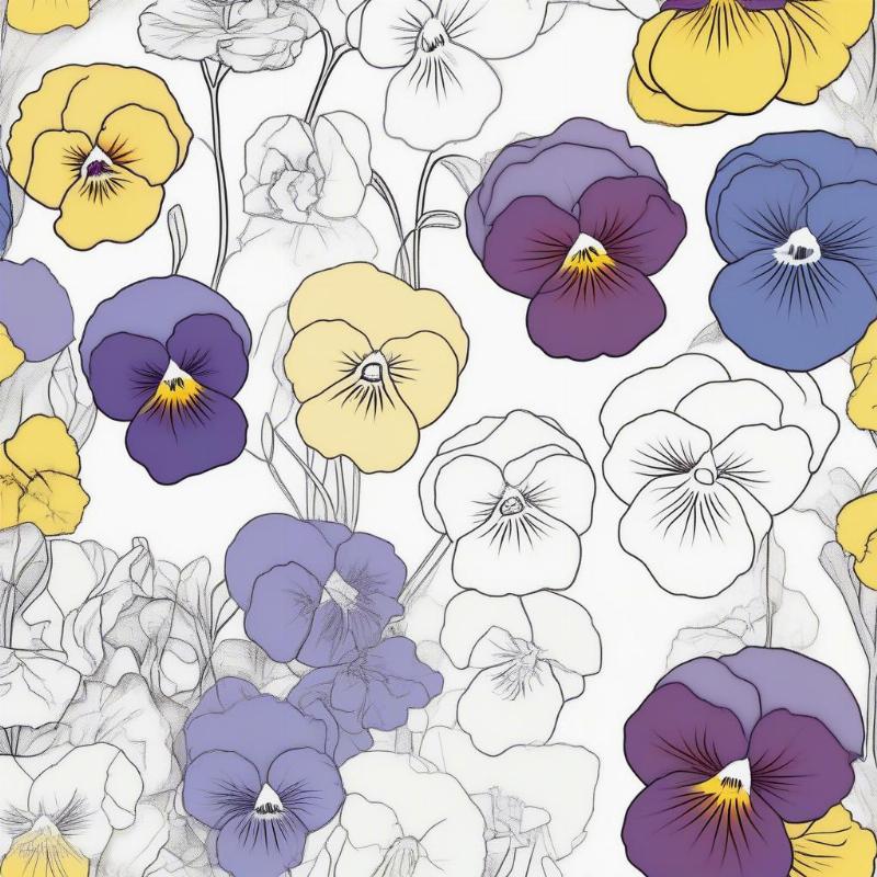 Simple Pansy Coloring Page for Kids