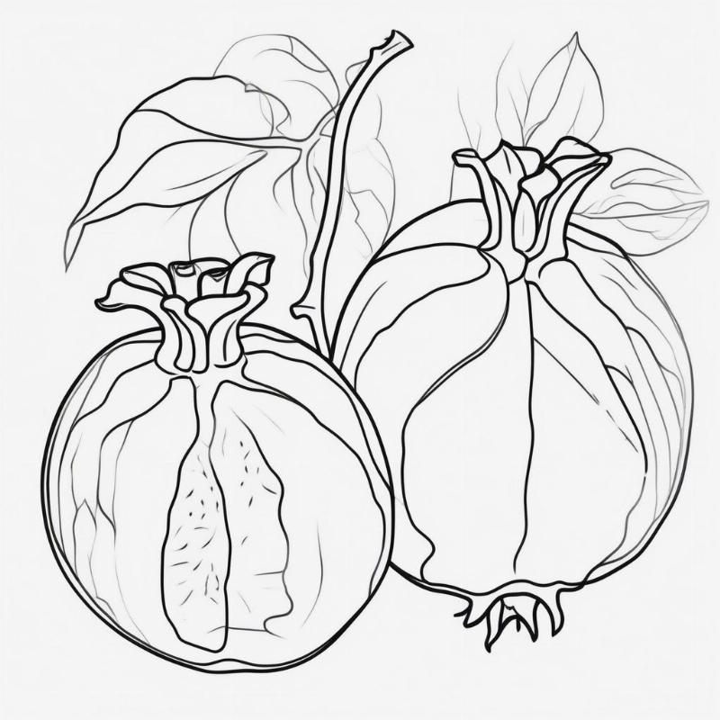 Simple Pomegranate Coloring Page for Kids