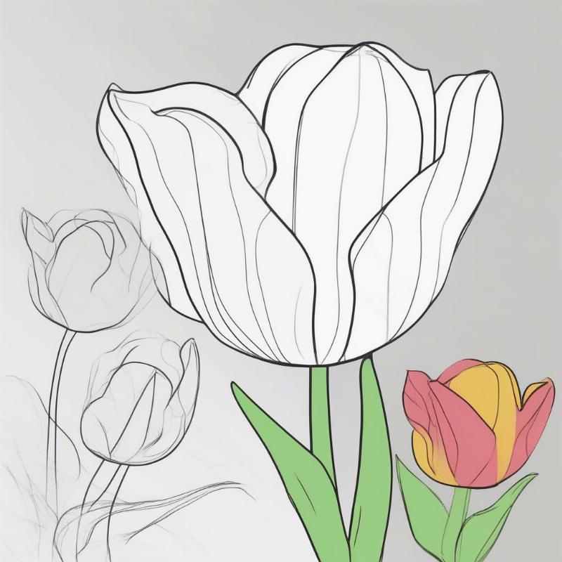 Simple Tulip Coloring Page for Kids