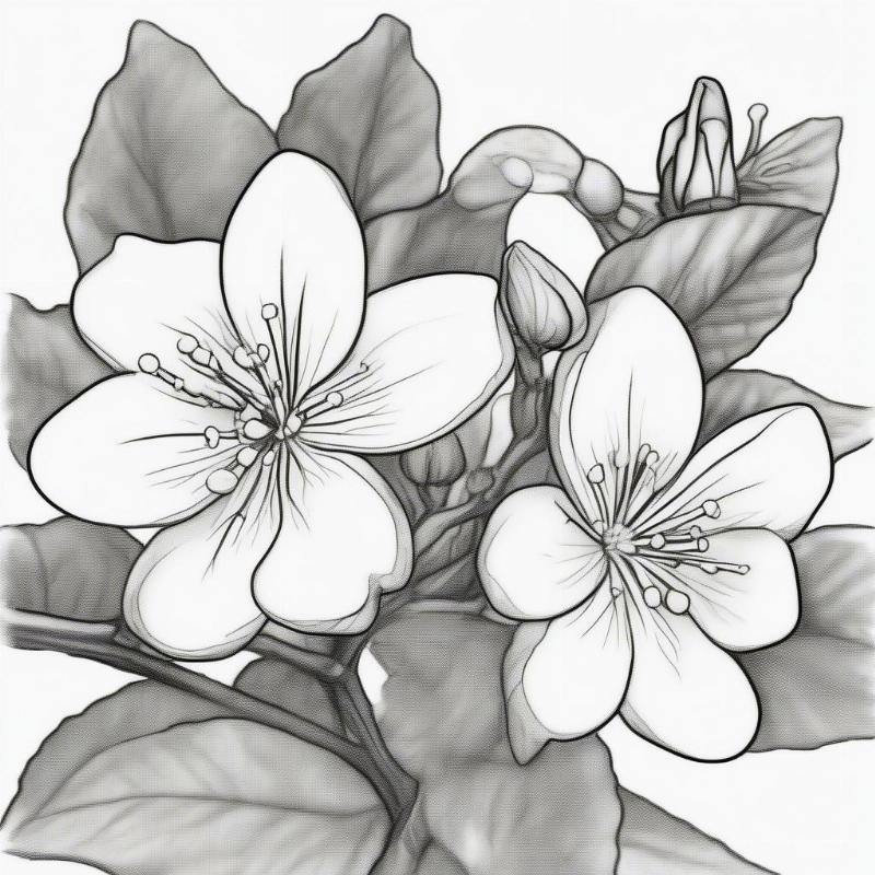 Single Lilac Blossom Coloring Page