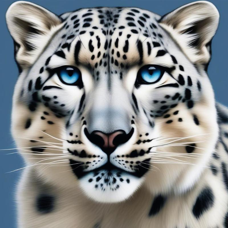 Detailed snow leopard close-up with its iconic pattern.