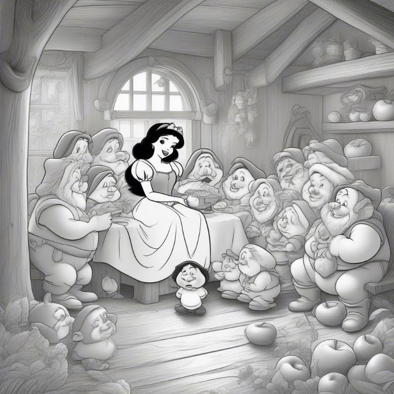 Snow White with the Seven Dwarfs Coloring Page