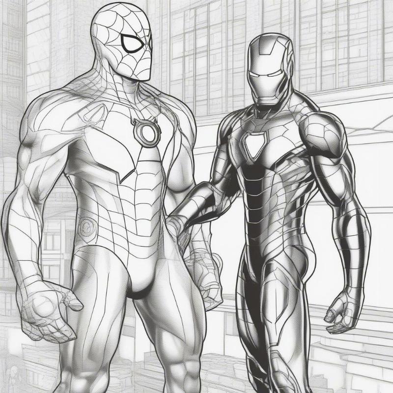 Spiderman and Iron Man Coloring Page