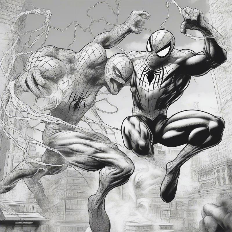 Spiderman Battling Venom Coloring Page