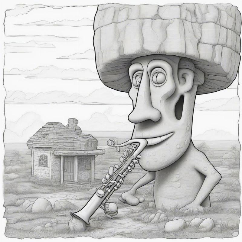 Squidward Playing Clarinet Coloring Page