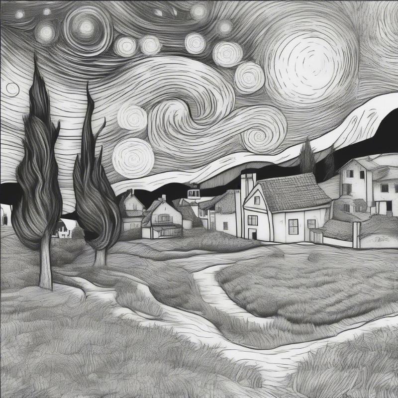 Starry Night Advanced Coloring Page