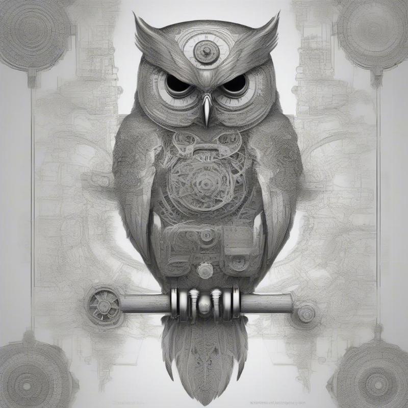 Steampunk Clockwork Owl Coloring Page - Intricate Design