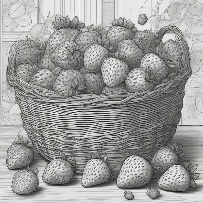 Strawberry Basket Coloring Page