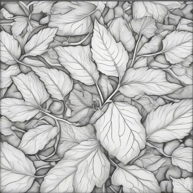 Stylized Fig Leaves Coloring Design for Advanced Colorists