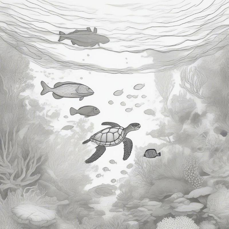 Summer Underwater Scene Coloring Page