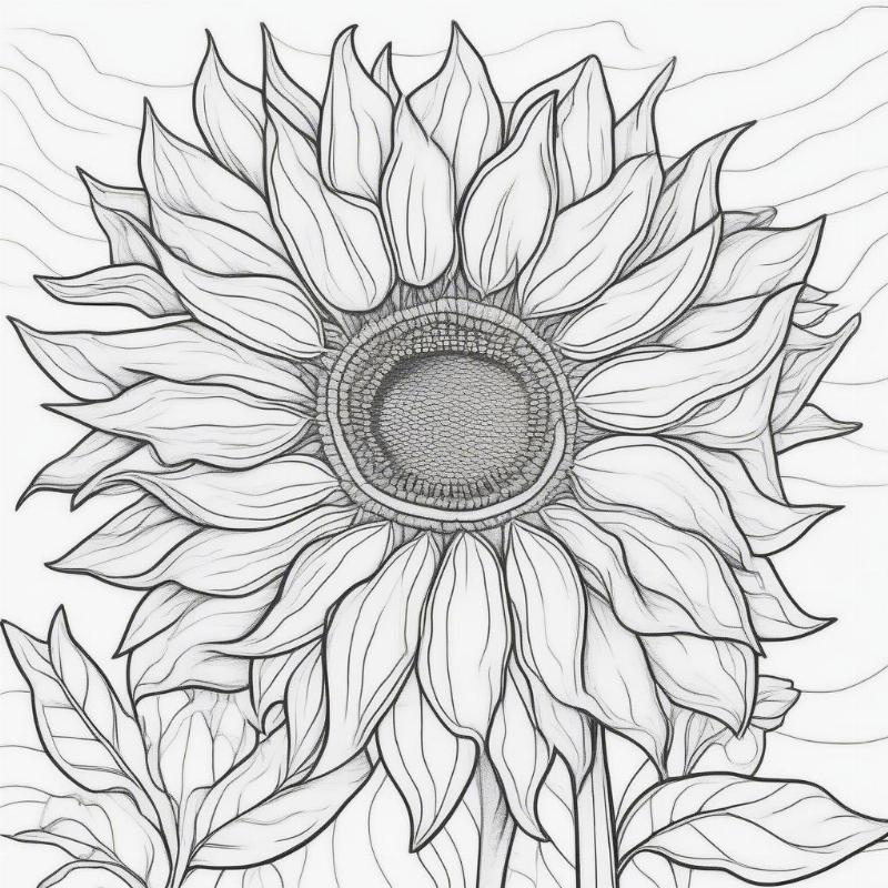 Simple Sunflower Coloring Page